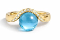 Wave Design Topas und farbloser Topas Ring in Silber, Gold