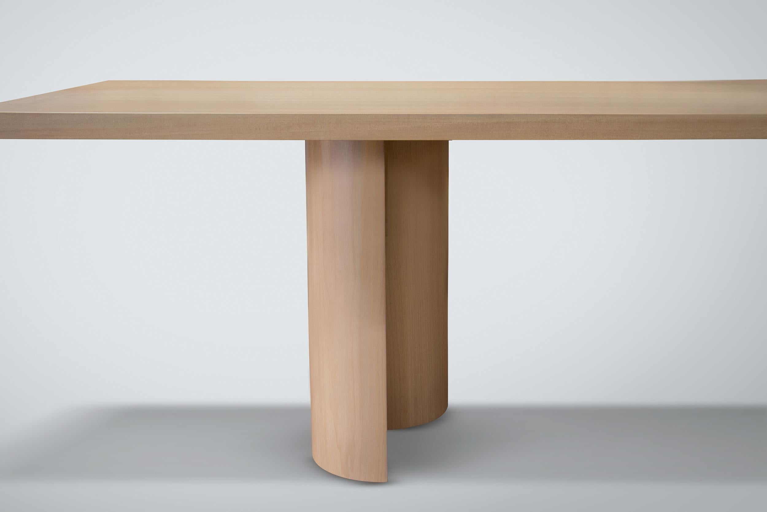 Modern Wave Dining Table in Hard Maple with Clear Lacquer by Chapter & Verse For Sale