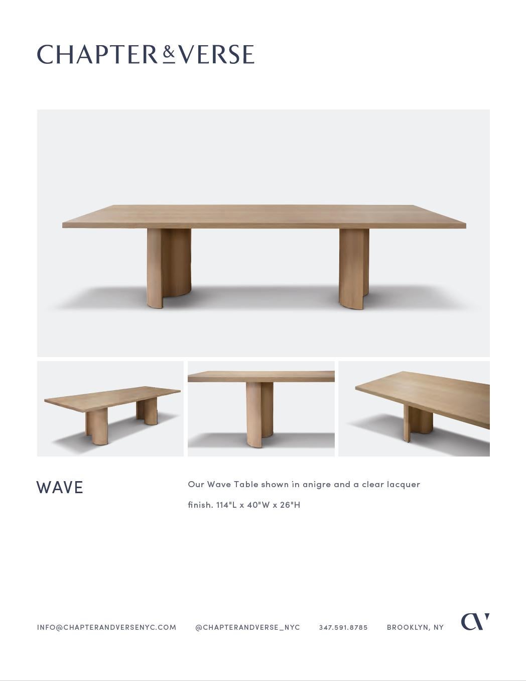Contemporary Wave Dining Table in Hard Maple with Clear Lacquer by Chapter & Verse For Sale