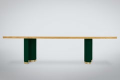Wave Dining Table in White Oak, Suede and Brass by Chapter & Verse