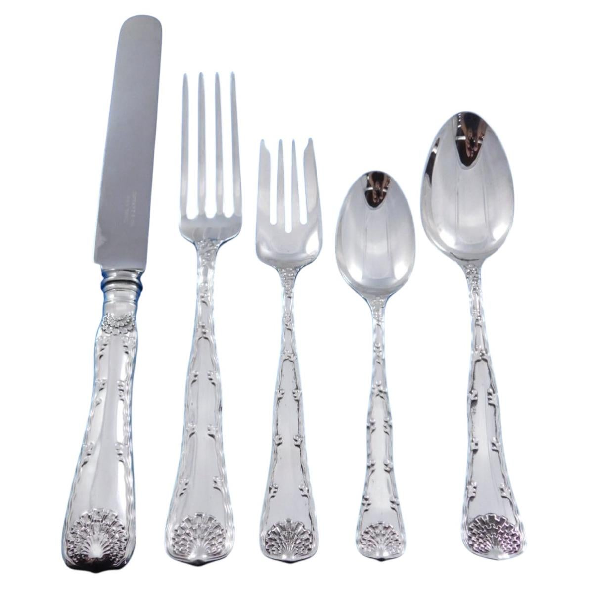 Pre-owned Tiffany & Co Wave Edge By Tiffany And Co Sterling Silver Flatware Set 8 Service 40 Pcs Dinner