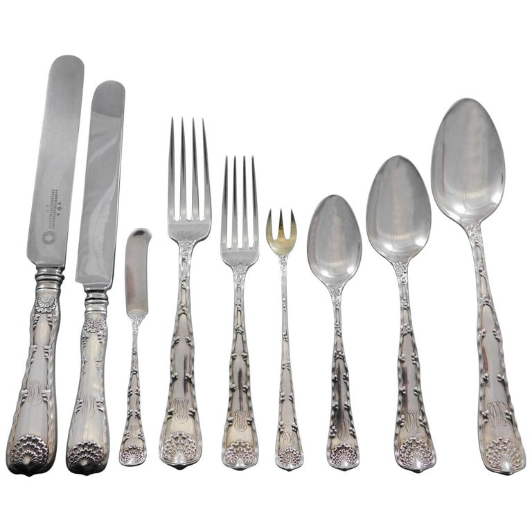 Wave Edge by Tiffany and Co. Sterling Silver Flatware Set Service Dinner, 93 Pcs For Sale at 1stDibs