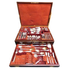 Used Wave Edge by Tiffany Sterling Silver Flatware Set Service 259 pcs Fitted Chest