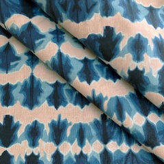 Wave Fabric in Rose and Indigo, Belgian Linen (Fabric by the Yard)