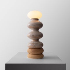 Wave Form Table Lamp "Slumped" in Hand Brushed Cream Glaze by Forma Rosa Studio