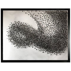 PULSATION - framed 3D work of 1, 000 robust reflective paper-based starlings