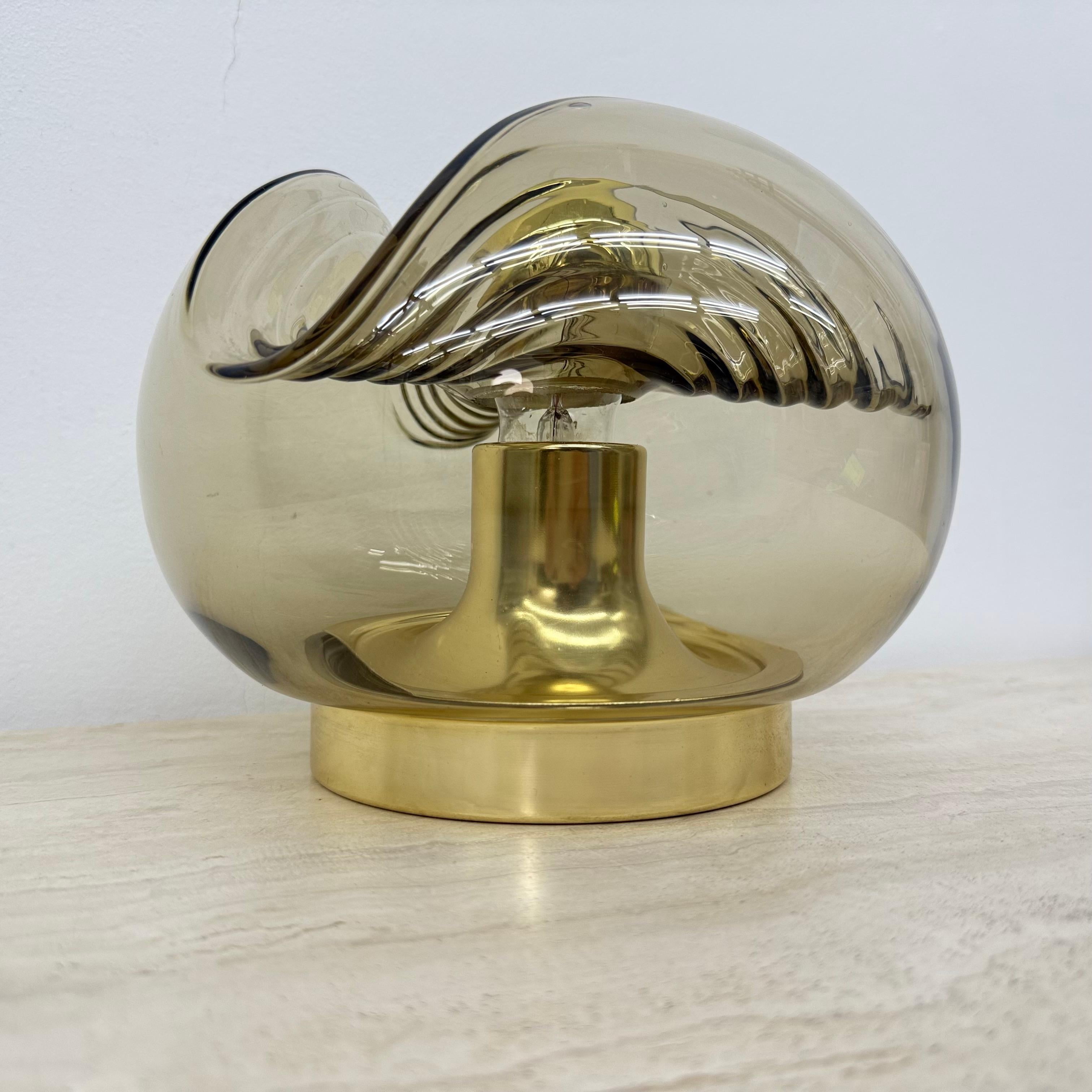 Lampada da tavolo in vetro Wave Koch & Lowy di Peill & Putzler, Germania, anni '70 in vendita 12