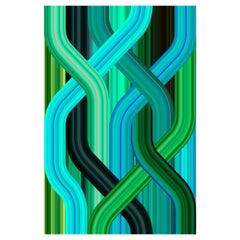 Wave Green Rectangular Carpet Non-slip Polyester & Polyamide by Richard Hutten