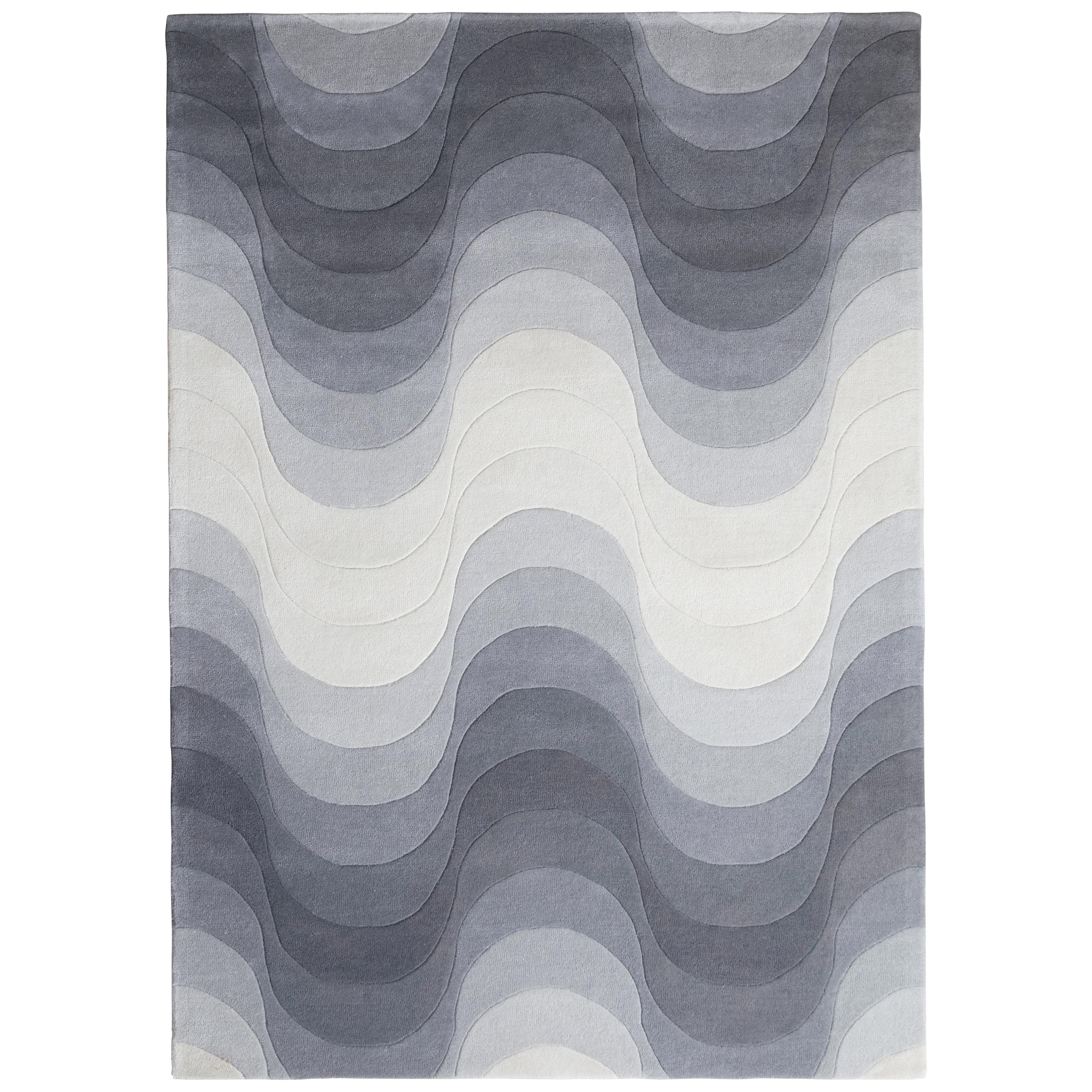 Tappeto Wave travestito a mano in grigio di Verner Panton