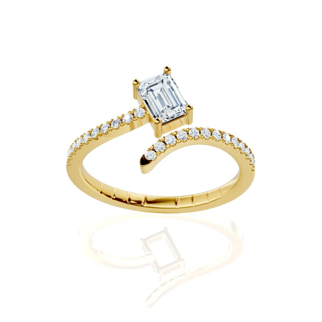 For Sale:  IGI Certified Wave Harmony Emerald Ring By RAFJ  in 18K YG & 0.60 CT TW FGH-SI 2