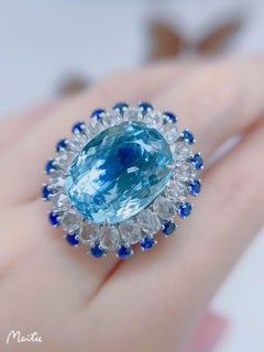 Wave II – Lagoon - Pariaba Tourmaline Ring set with Diamonds in 18K