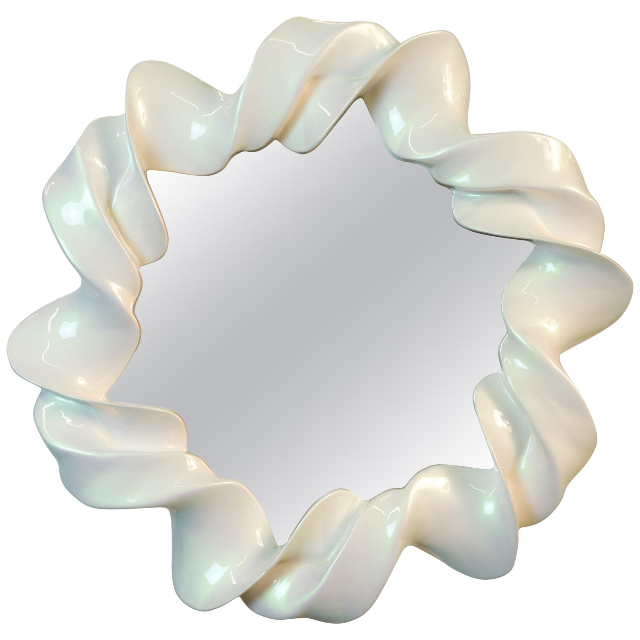 Wave II Series Mirror in Pearlescent Color Shift Lacquer For Sale