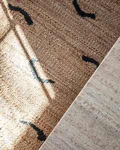 'Wave' Teal Jute Style Rug in Scandinavian Design