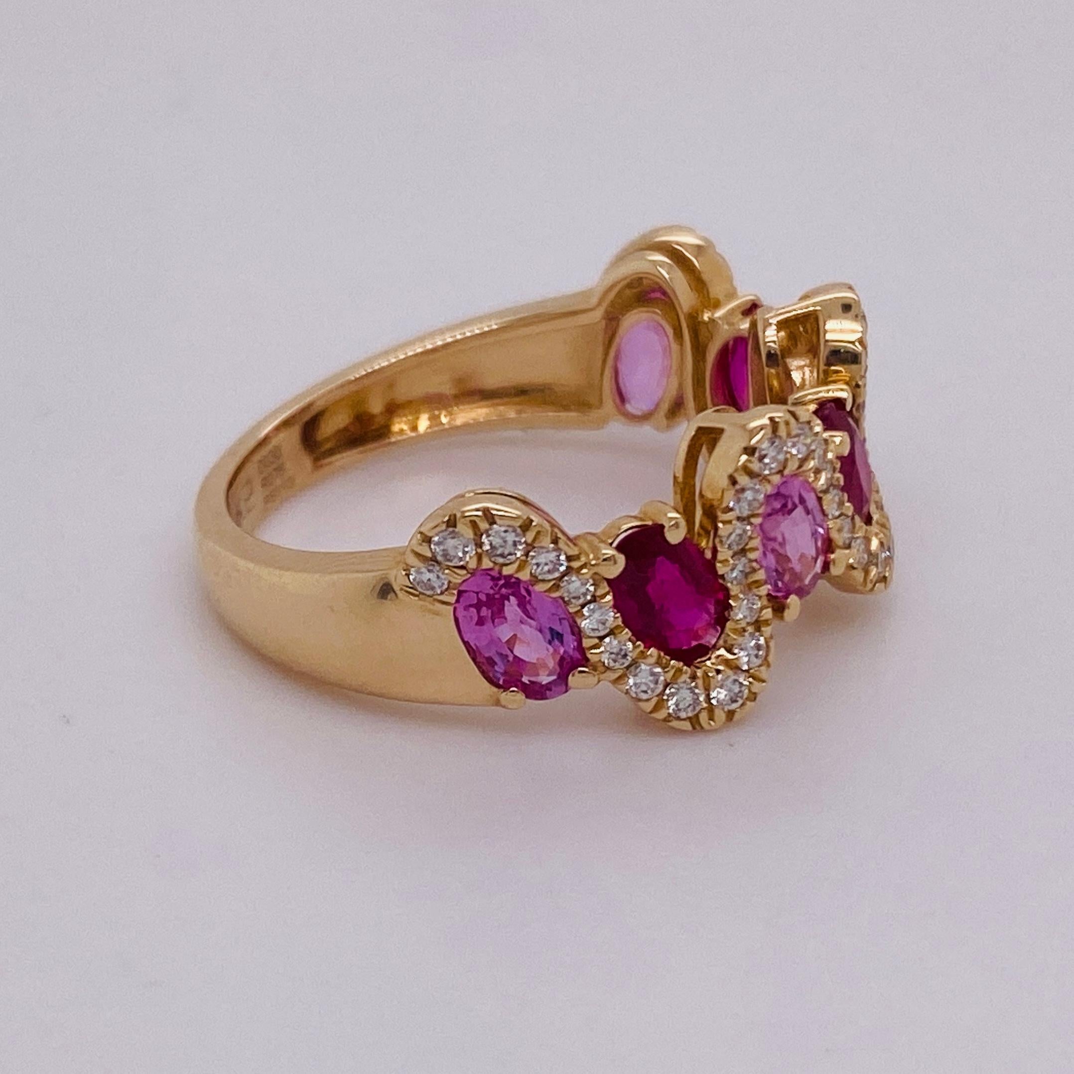 Wave Multicolor Sapphire & Diamond Ring, 2 Carats in 14 Karat Yellow Gold In New Condition For Sale In Austin, TX