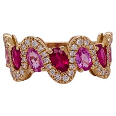 Wave Multicolor Sapphire & Diamond Ring, 2 Carats in 14 Karat Yellow Gold