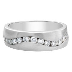 Wave of Channel Set Diamanten Ehering aus 14k Weißgold