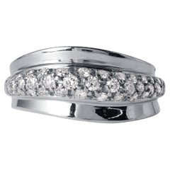 Wave of Diamonds 14K White Gold 0.72 Carat Diamond Pavé Dome Ring