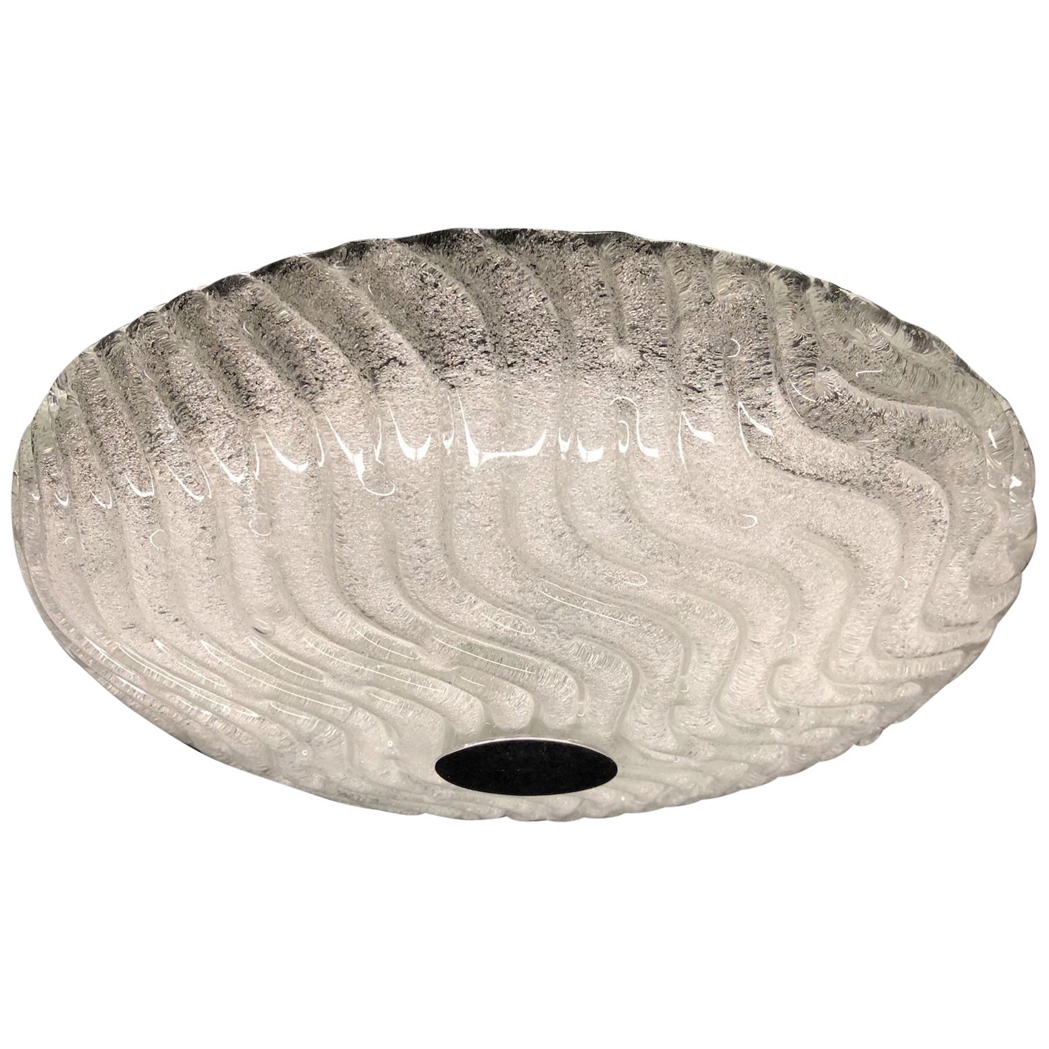 Wave Pattern Murano Glass Flush Mount Ceiling Light Honsel, Germany, 1970s