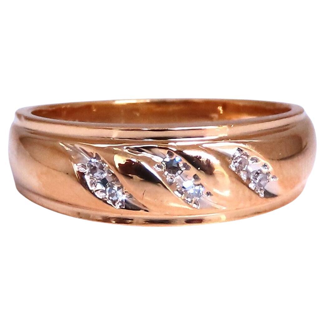 Wave Pattern Traditional Natural Diamond Band ring .08ct 14kt Gold For Sale