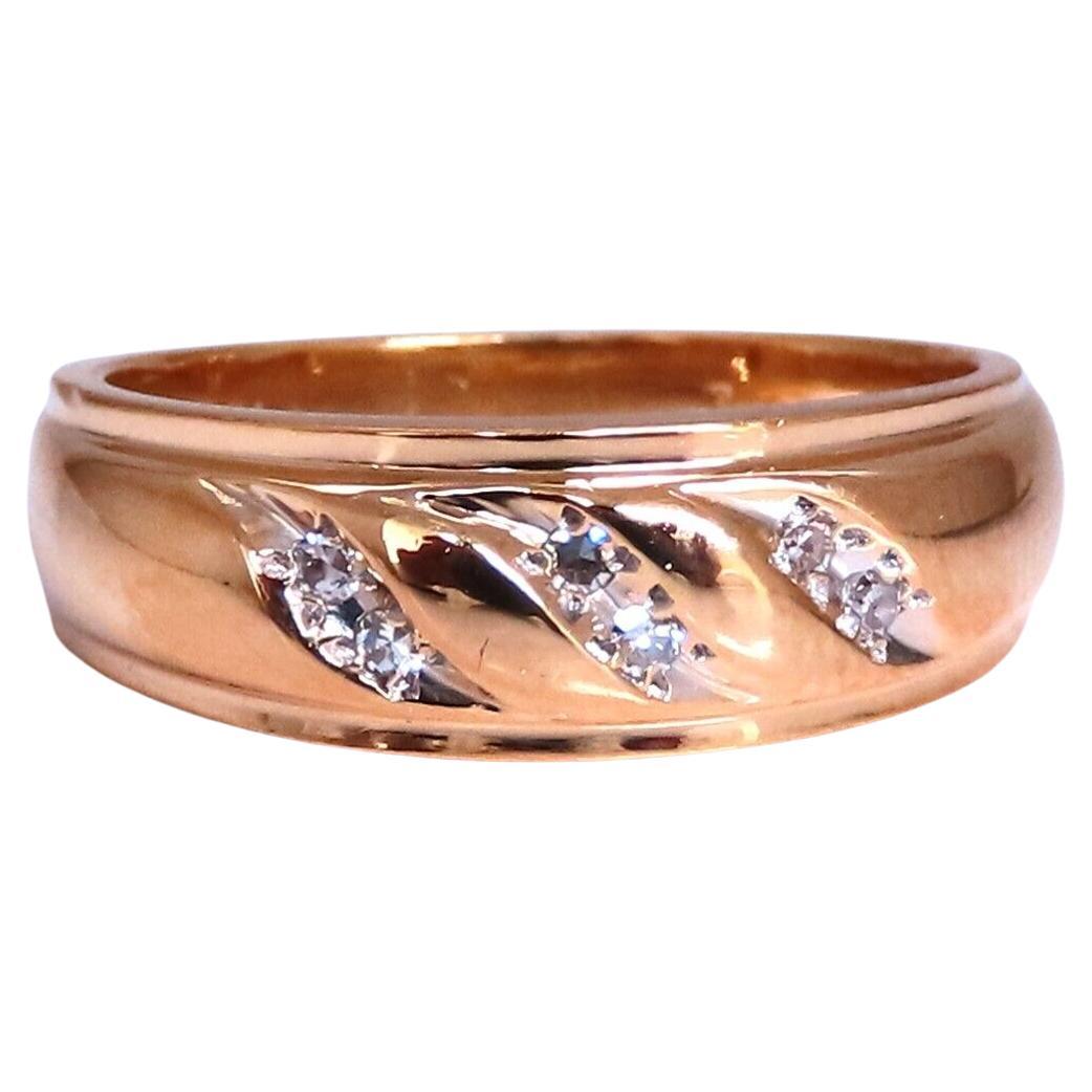 Wave Pattern Traditional Natural Diamond Band ring .08ct 14kt Gold* For Sale