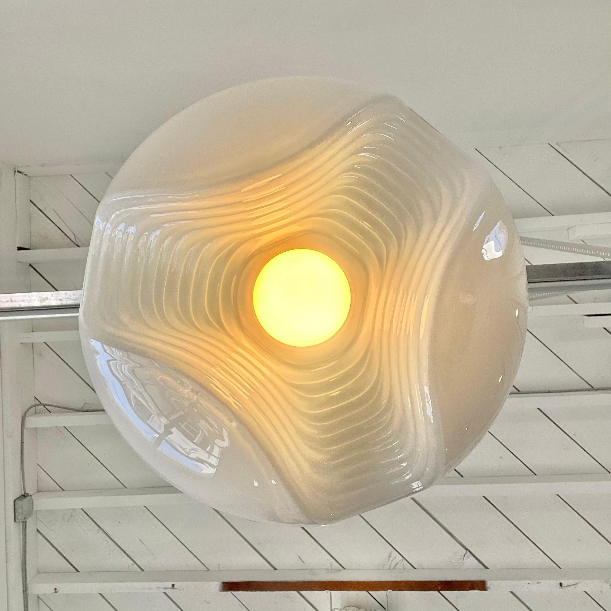 'Wave' Pendant Light by Piell and Putzler, 1960s Germany In Good Condition For Sale In Los Angeles, CA