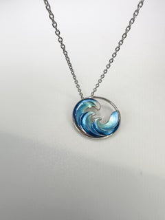 Wave pendant necklace surfing pendant surfer necklace 925 SS