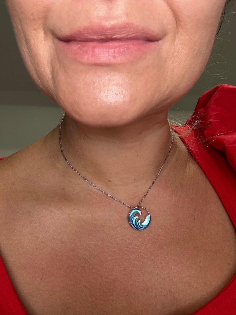Collana con ciondolo a forma di onda in argento sterling: Ocean Lover Jewelry - Italia
