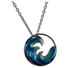 Wave pendant necklace surfing pendant surfer necklace 925 SS