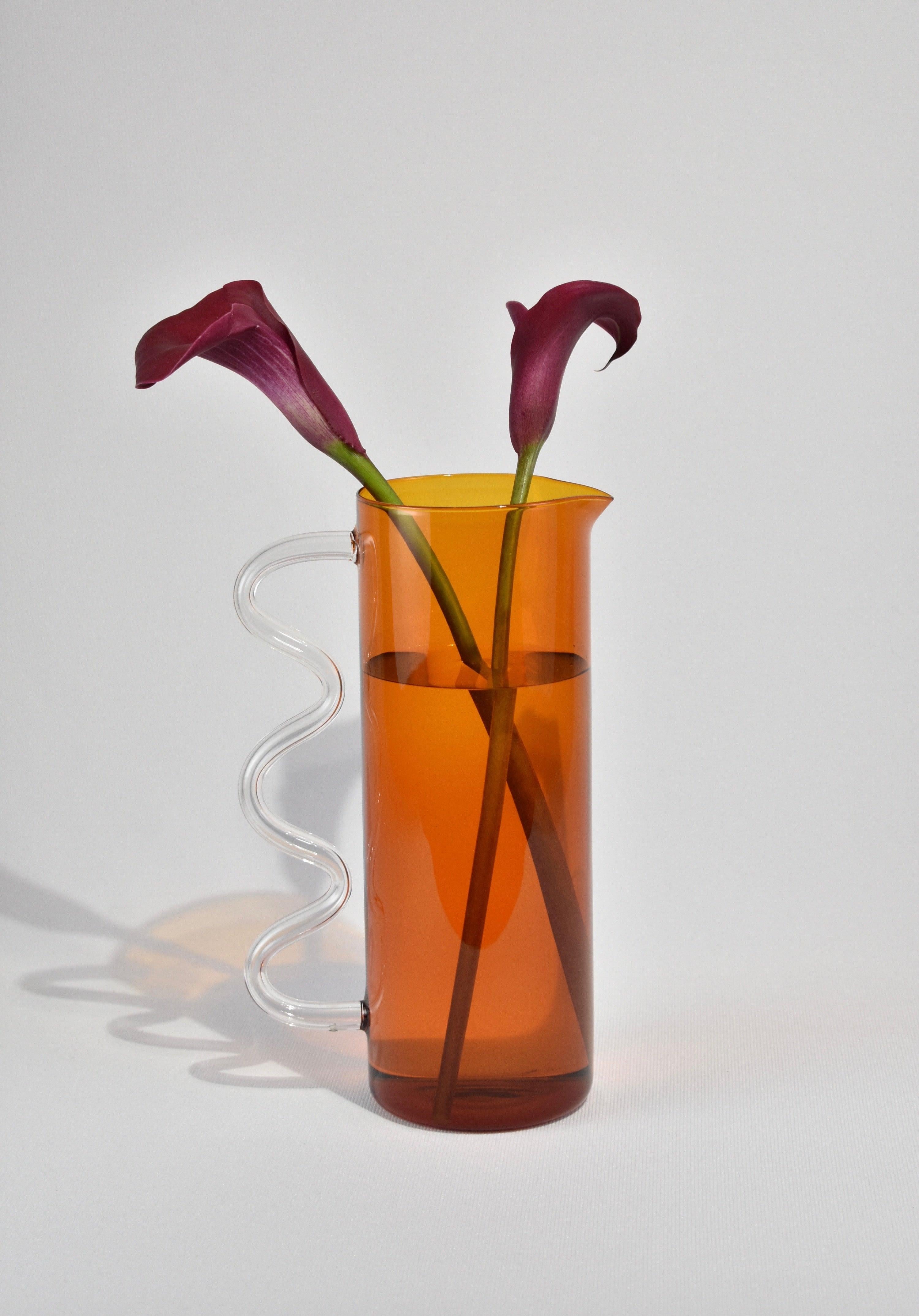 Modern Wave Pitcher in Amber/Clear For Sale