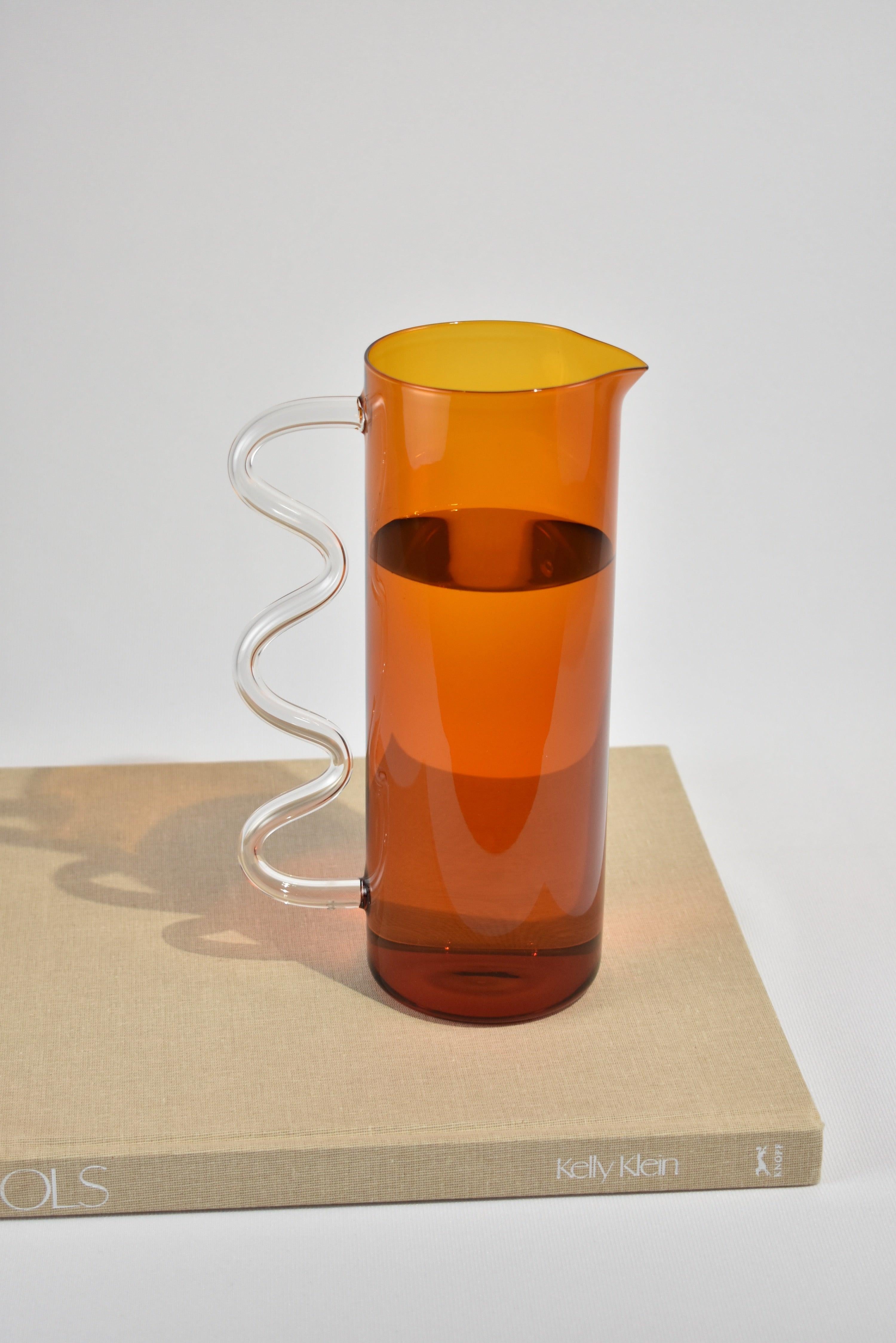 American Wave Pitcher in Amber/Clear For Sale