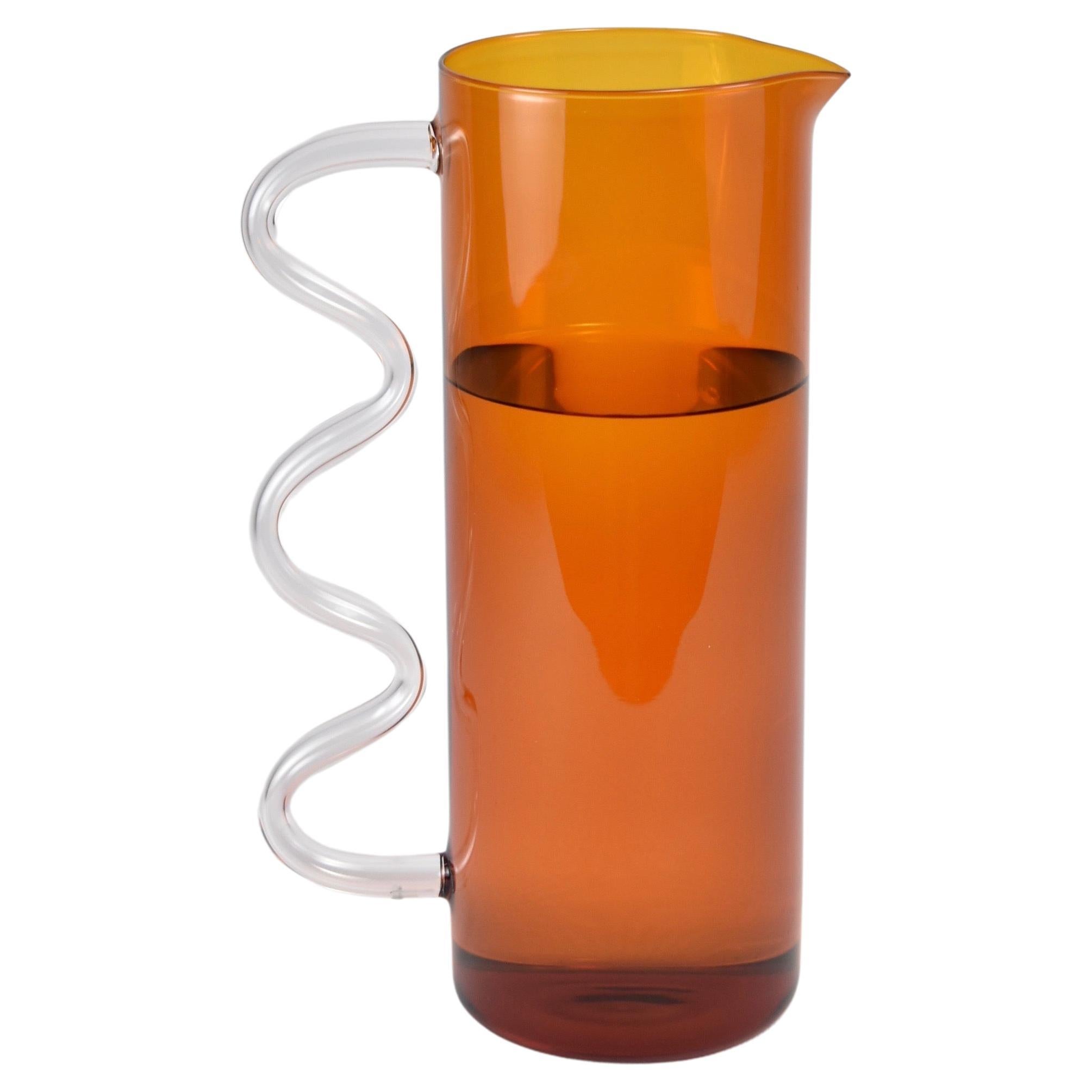 Wave Pitcher in Amber/Clear For Sale