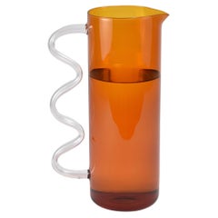 Wave Pitcher in Amber/Clear