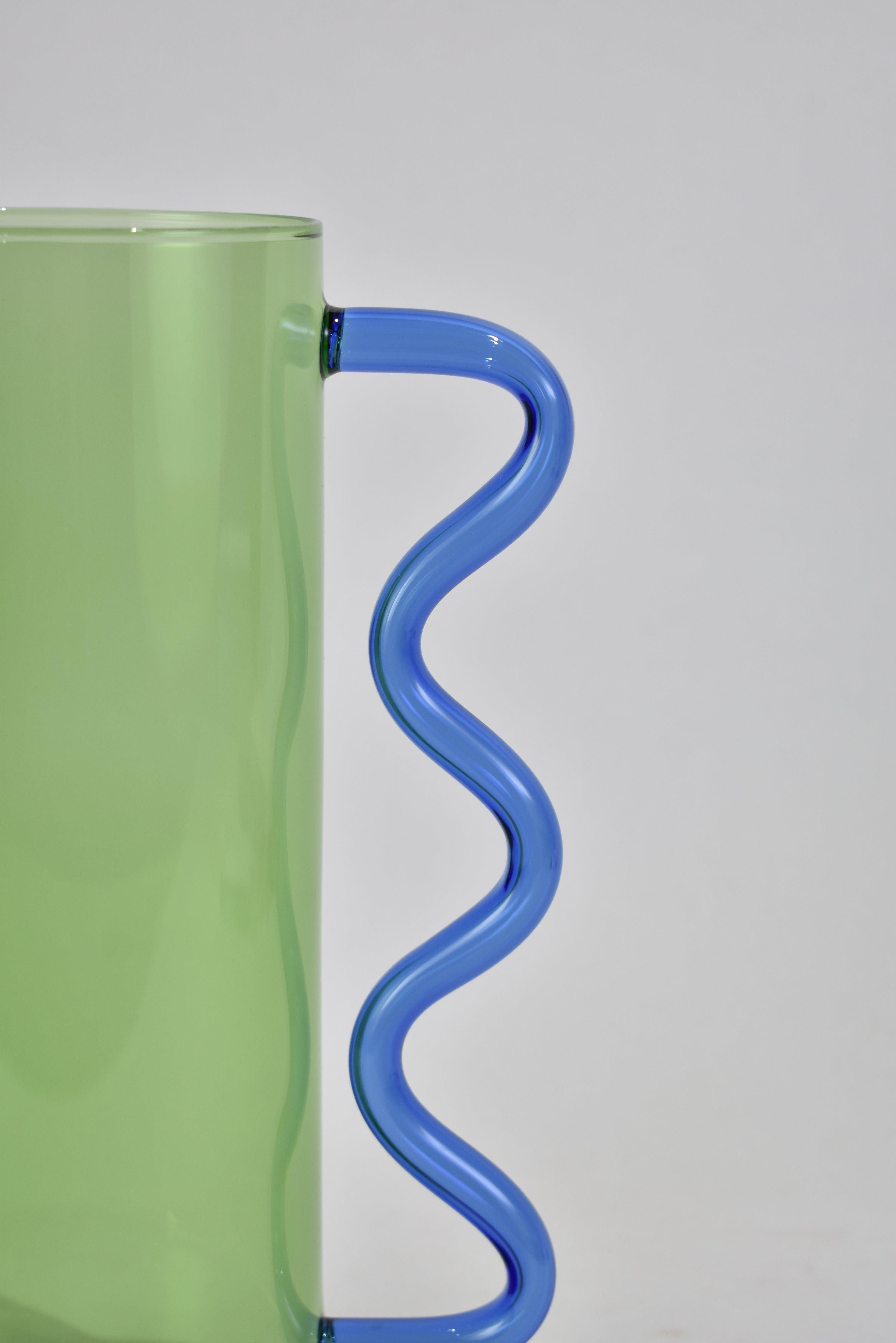Wave Pitcher in Green/Blue In New Condition In Richmond, VA
