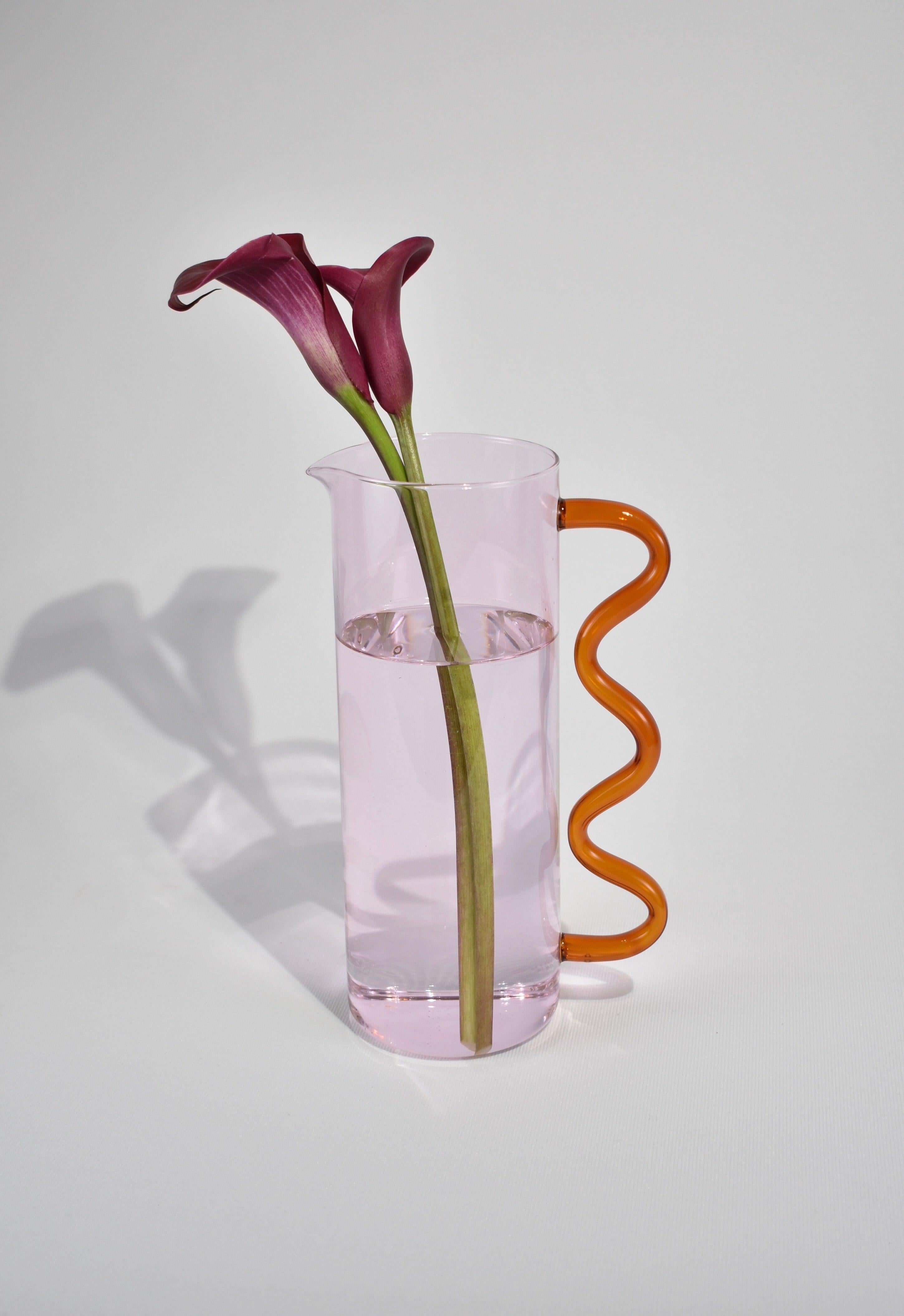 Modern Wave Pitcher in Pink / Amber
