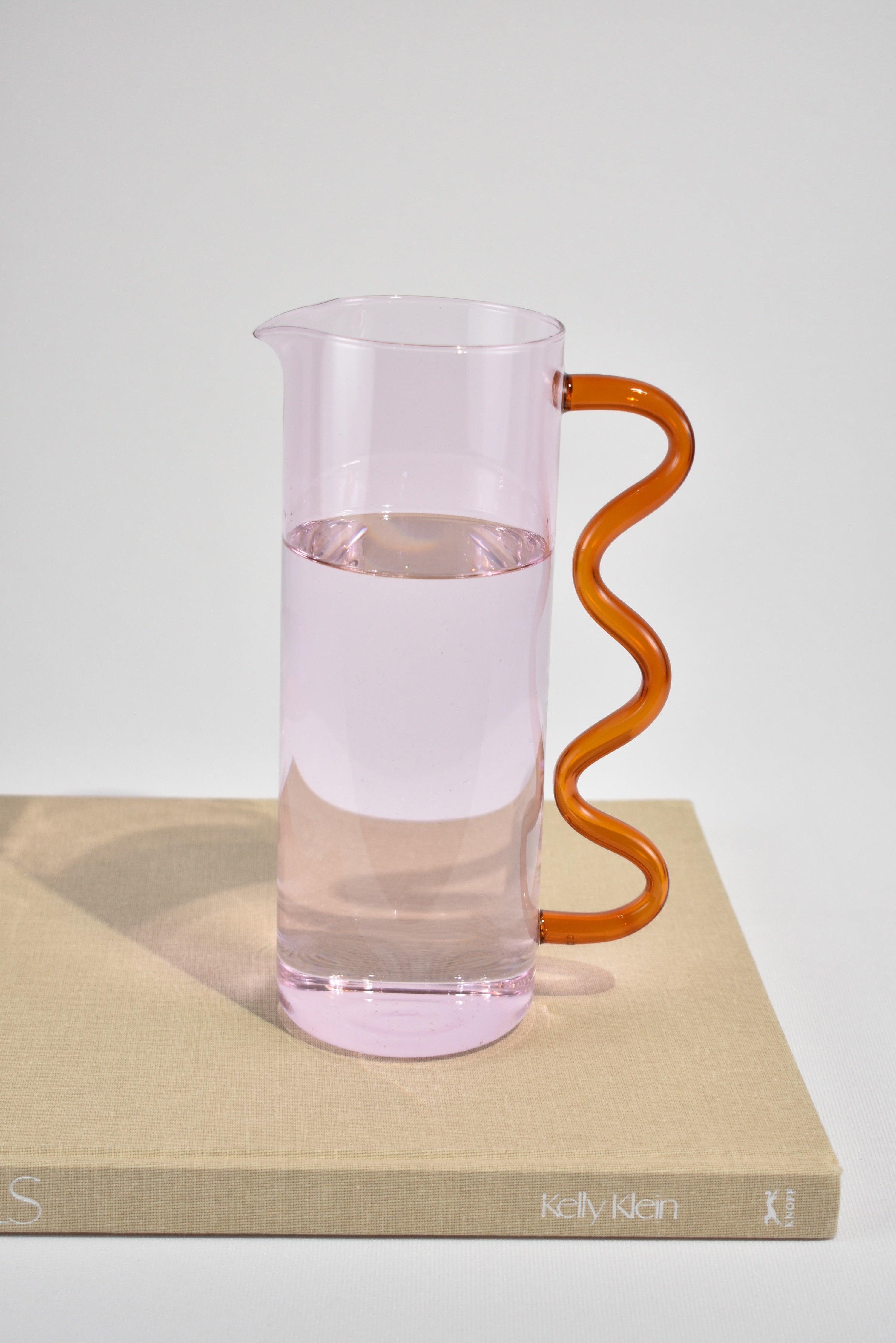 Wave Pitcher in Pink / Amber In New Condition In Richmond, VA