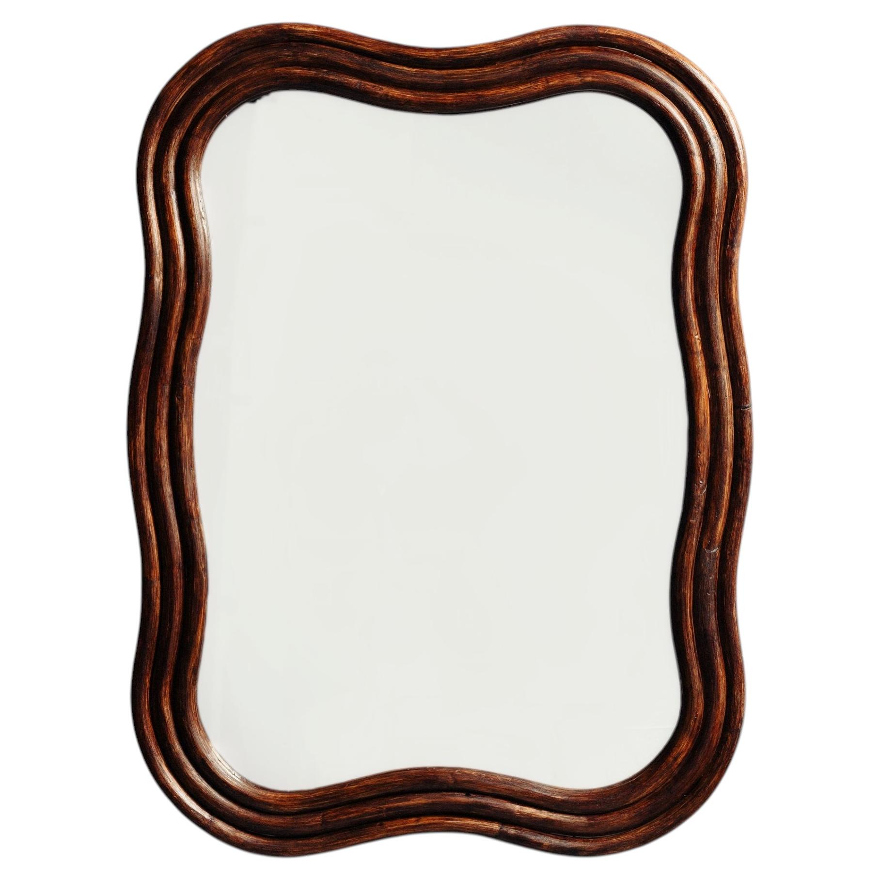 Wave Rattan Mirror, Large