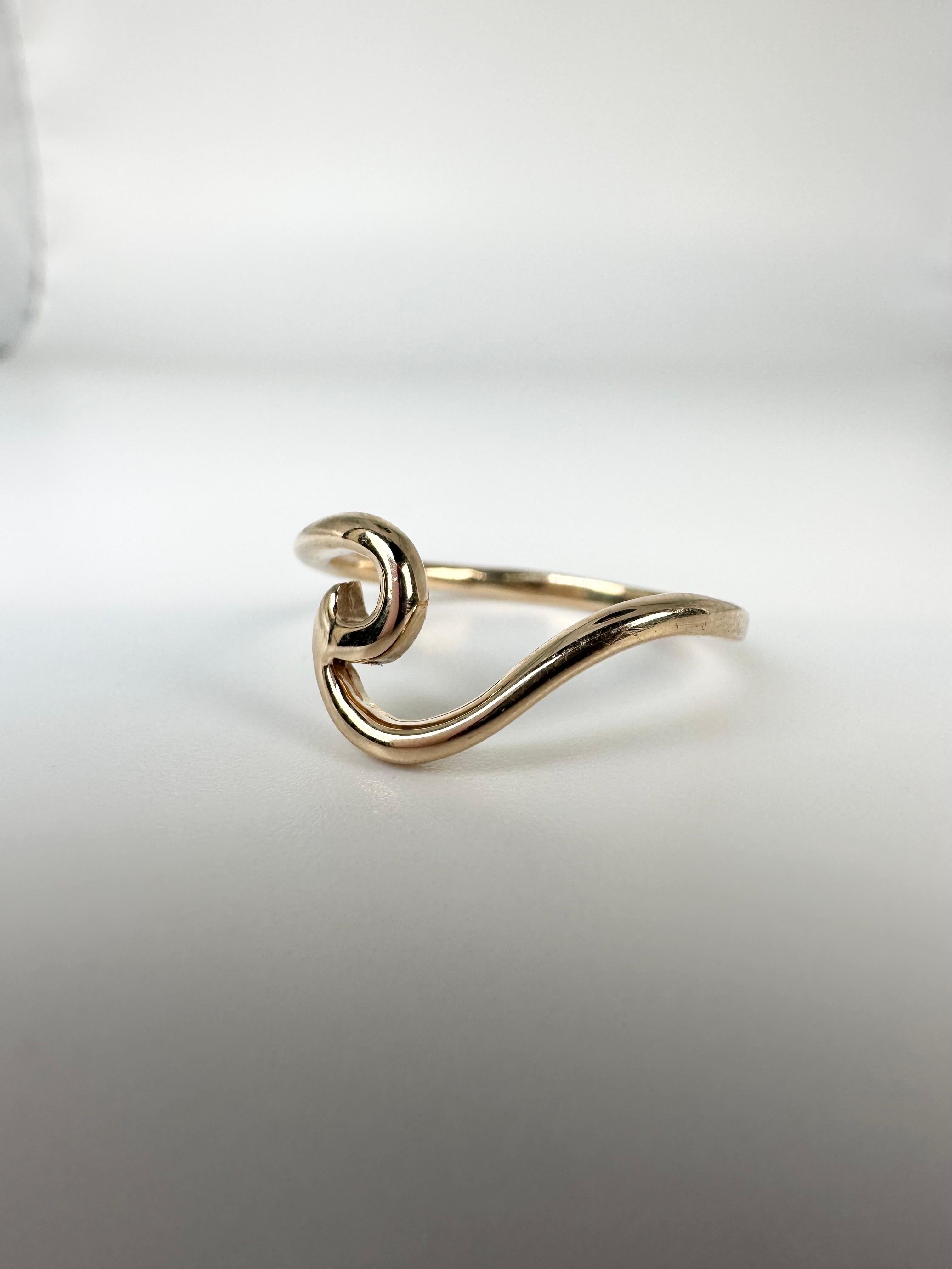 Wave ring Ocean ring 14KT yellow gold ring Florida California Beaches ring In New Condition For Sale In Jupiter, FL
