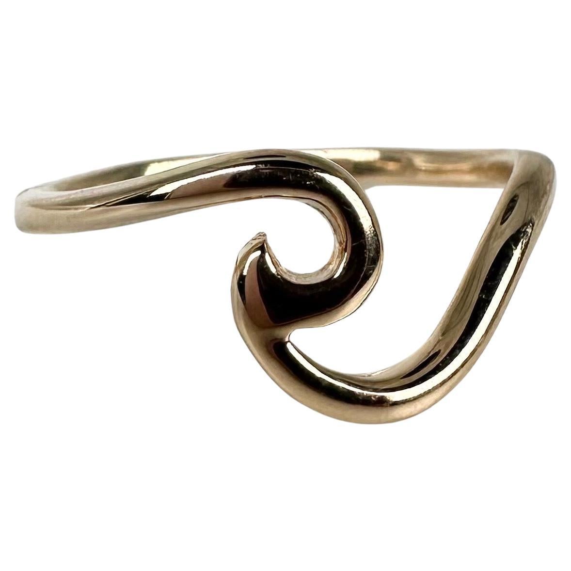 Wave ring Ocean ring 14KT yellow gold ring Florida California Beaches ring For Sale