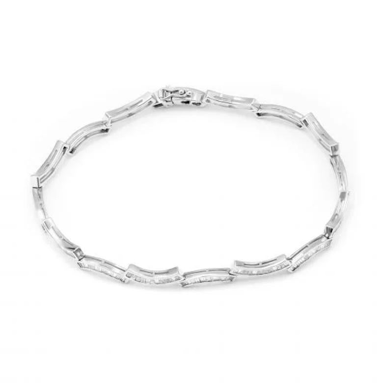 Round Cut Wave Shape Diamond Bracelet 18K White Gold For Sale