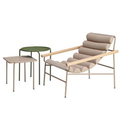 Fauteuil en tissu beige en forme de vague du 21e siècle Indoor Outdoor