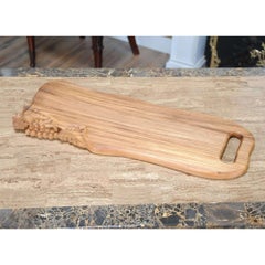 Wave Shaped Teak Cutting Board with Grapes