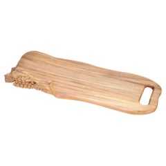Wave Shaped Teak Cutting Board with Grapes