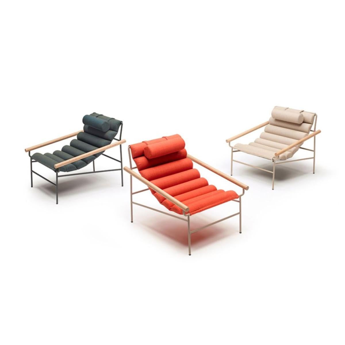 Wave-Shaped 21st Century Orange Terracotta Fabric Armchair Indoor Outdoor For Sale 3