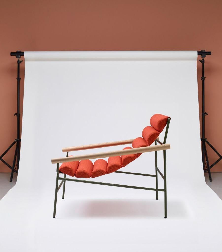 Wave-Shaped 21st Century Orange Terracotta Fabric Armchair Indoor Outdoor For Sale 4
