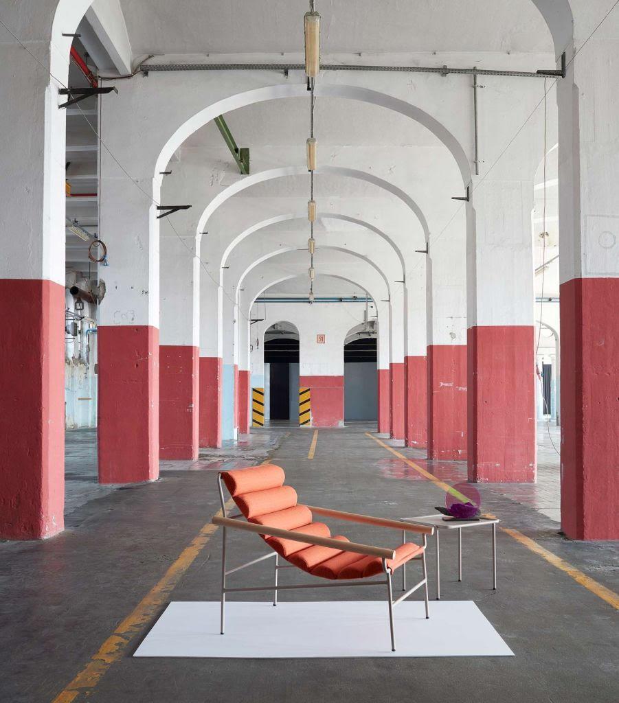 Wave-Shaped 21st Century Orange Terracotta Fabric Armchair Indoor Outdoor For Sale 5