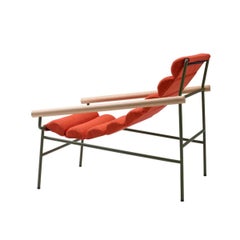 Fauteuil Wave-Shaped 21st Century Orange Terracotta Fabric Indoor Outdoor
