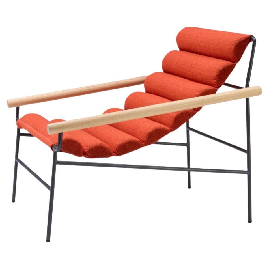 Wave-Shaped 21st Century Orange Terracotta Fabric Armchair Indoor Outdoor