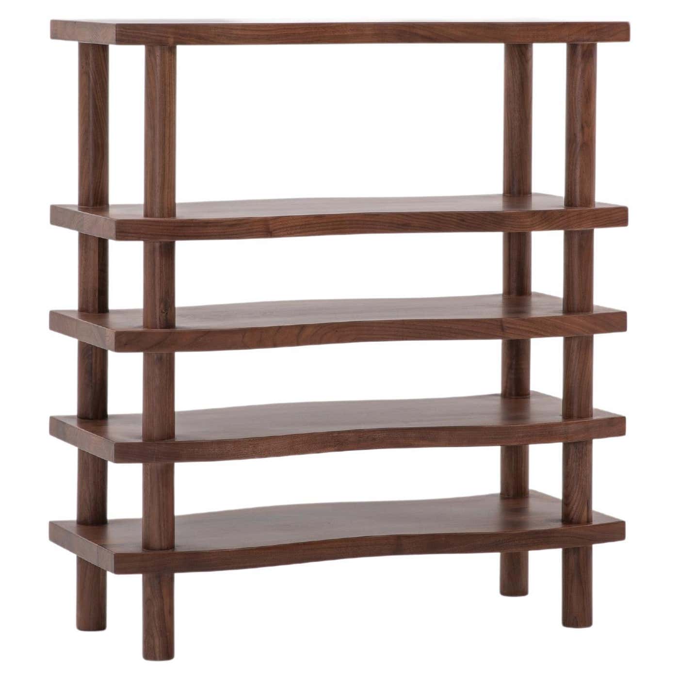 Wave Shelf, Walnut Book Shelf For Sale at 1stDibs
