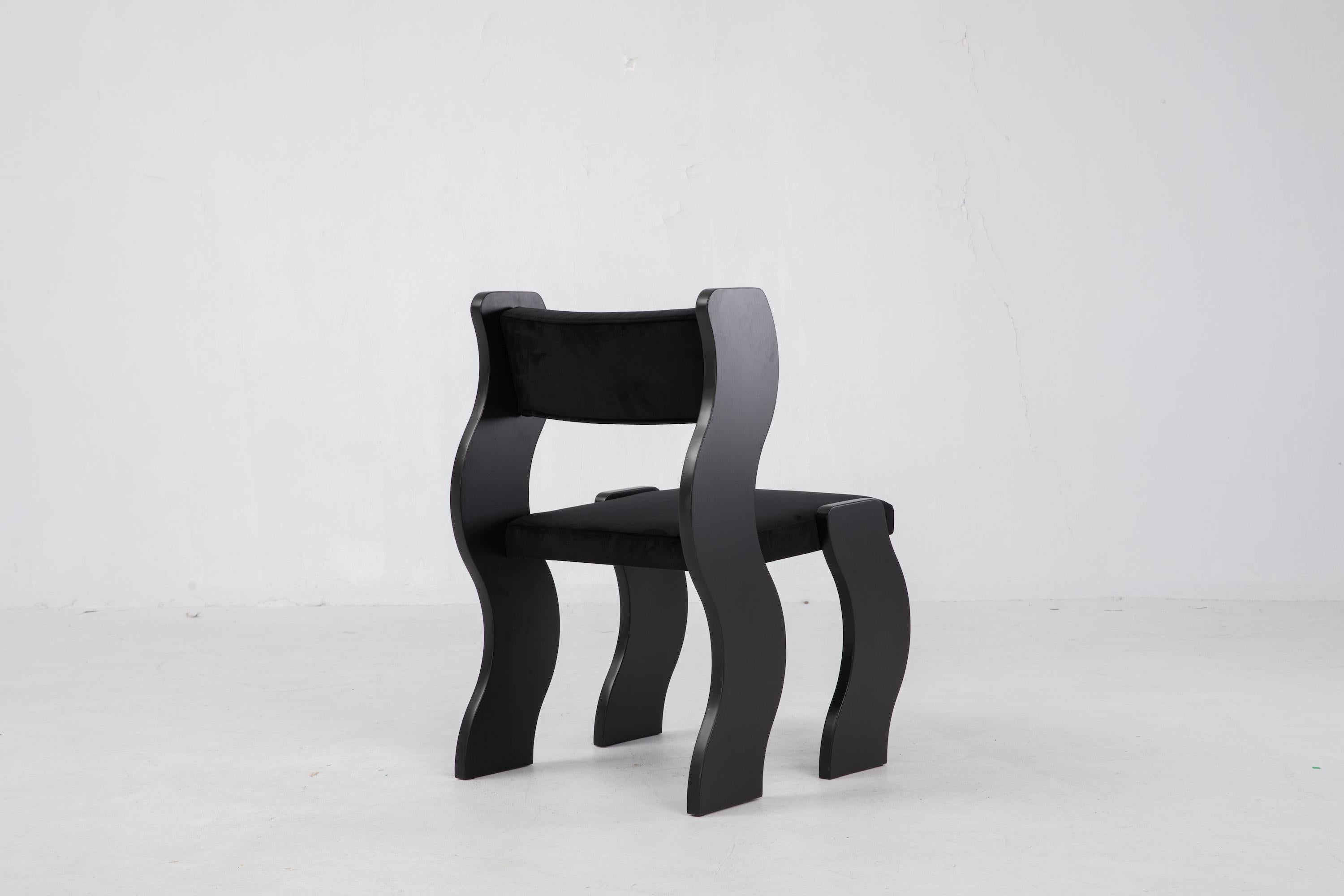 Velvet Wave Side Chair, Minimalist Dining Chair For Sale