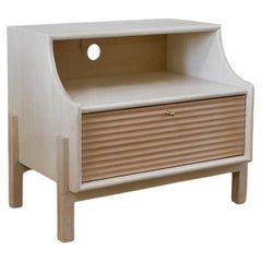 Wave Side Table - Modern Handcrafted Solid Wood and Leather End Table w/ Inlay